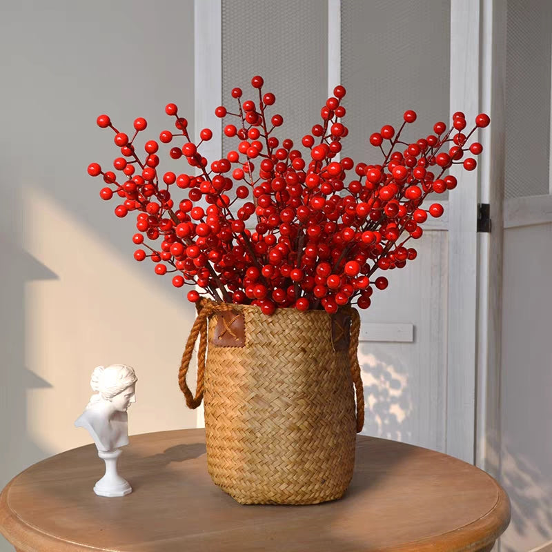 Bulk 39 Pack Artificial Red Berry Stems Picks with Holly Berries for X —  Artificialmerch