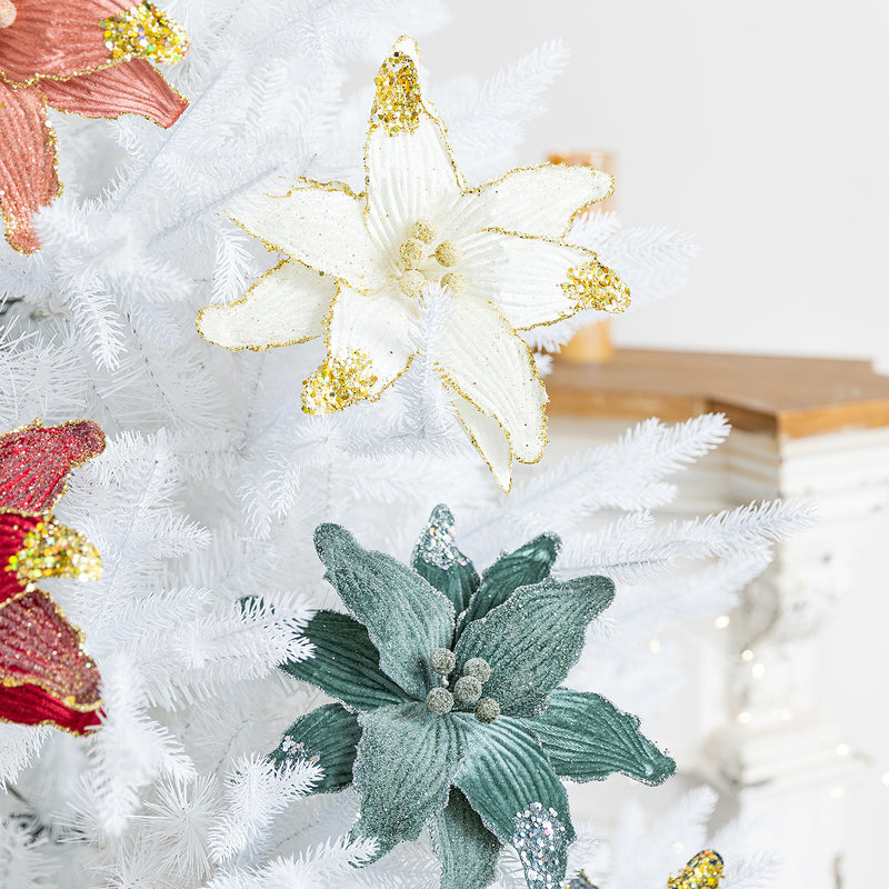 Bulk 10" Christmas Sequin Velvet Christmas Flower for Crafts Christmas Decor Wholesale