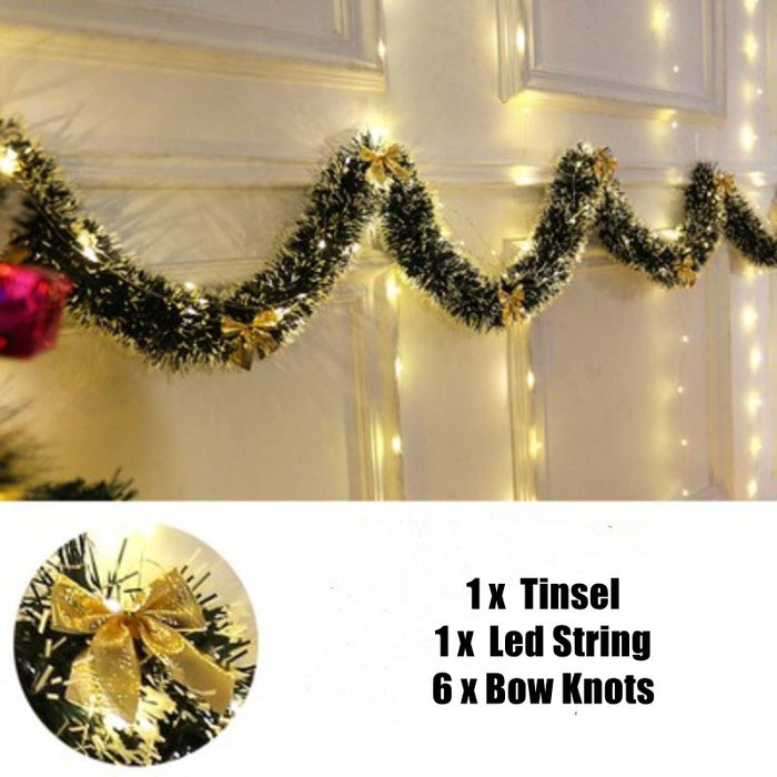 Clearance Bulk 30 LED Christmas Tinsel Garland Artificial Christmas Fireplace Mantel Garland Wholesale