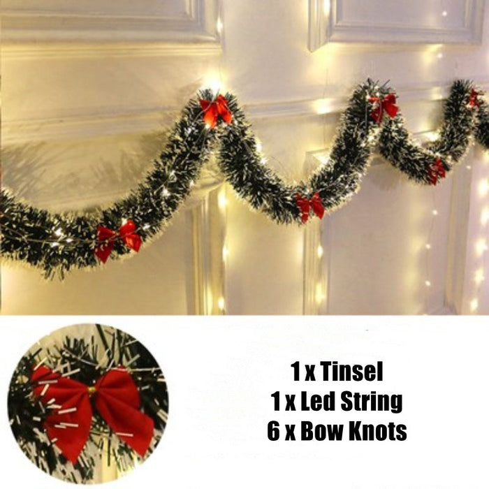 Clearance Bulk 30 LED Christmas Tinsel Garland Artificial Christmas Fireplace Mantel Garland Wholesale