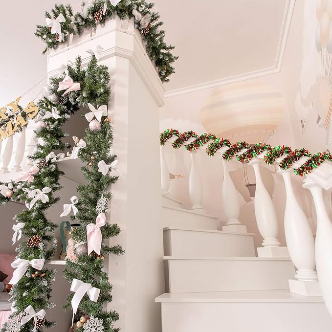 Bulk 10pcs Total 65Ft Christmas Tinsel Garland Metallic Hanging Decorations Wholesale