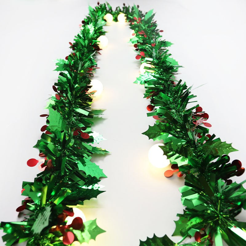 Bulk 10Pcs Total 65Ft Tinsel Garland Metallic Leaves Berries Hanging Wholesale