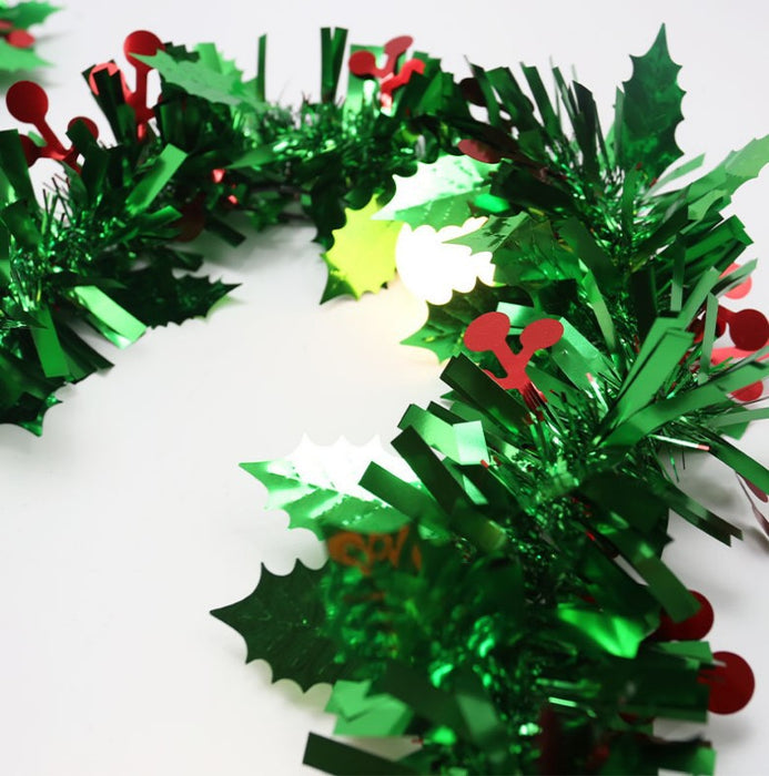 Bulk 10Pcs Total 65Ft Christmas Tinsel Garland Metallic Leaves Berries Hanging Decorations for Christmas Wholesale