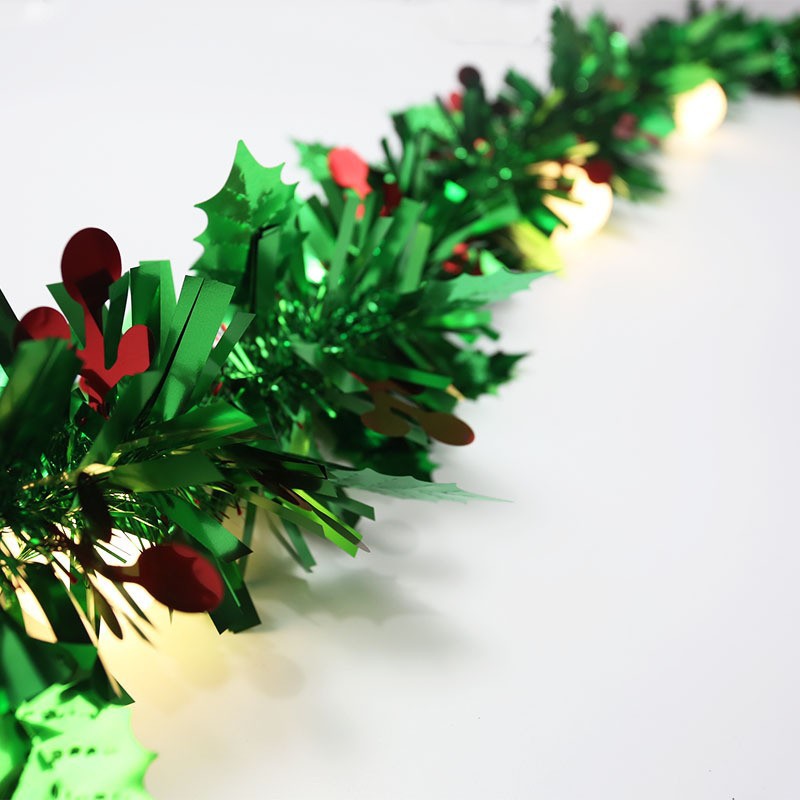 Bulk 10Pcs Total 65Ft Tinsel Garland Metallic Leaves Berries Hanging Wholesale