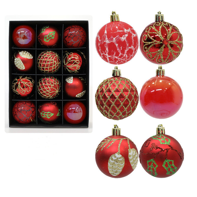 Bulk 12pcs Christmas Ball Ornaments Glitter Hanging Ornaments Wholesale