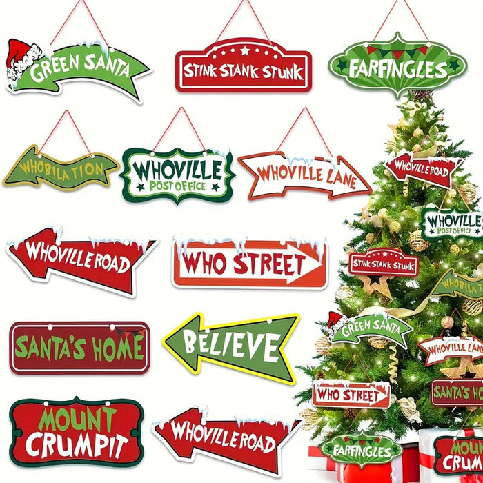 Bulk 12pcs Christmas Wooden Decor Christmas Sign Ornaments Wholesale