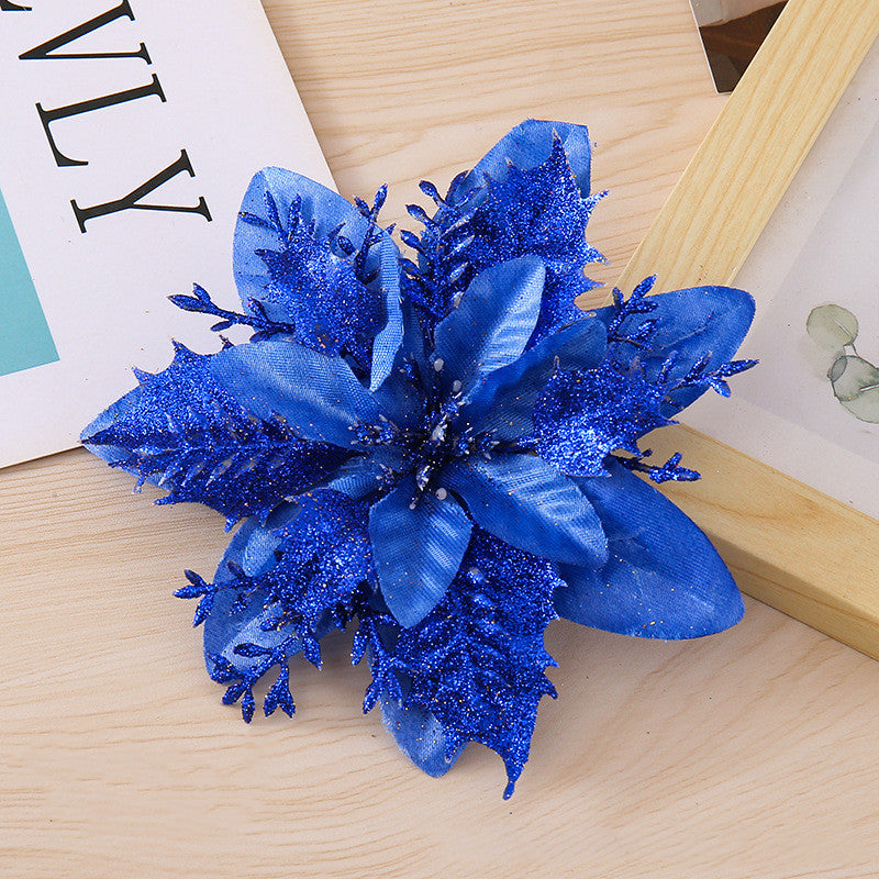 Bulk 14 Colors 6" Glitter Poinsettia Artificial Christmas Flowers Xmas Tree Ornaments Wholesale