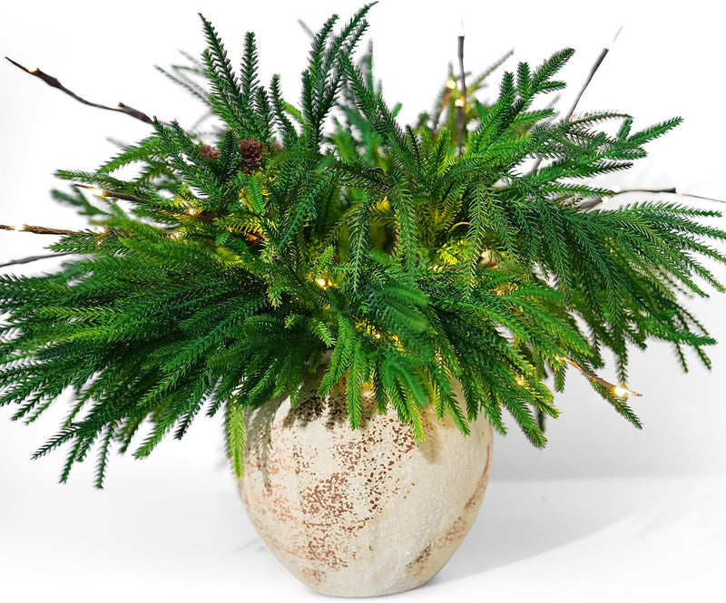 Branches de pin Norfolk en vrac de 18 pouces de hauteur avec lumières LED Branches de Noël artificielles en gros