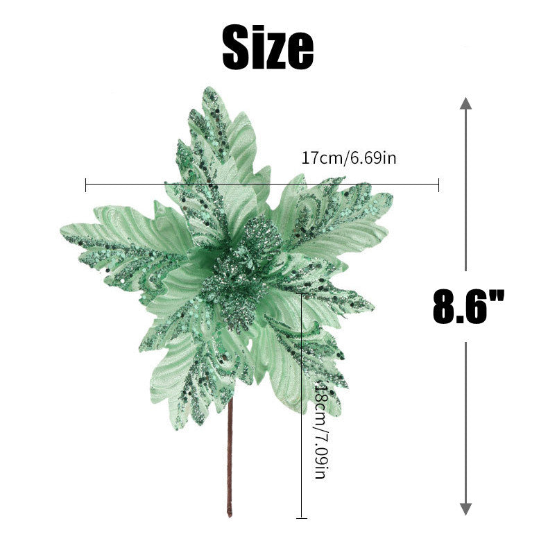 Lot de 500 tiges de poinsettia de Noël personnalisées à paillettes, décorations de Noël en gros