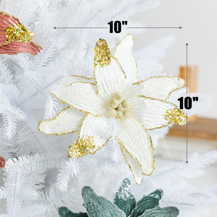 Bulk 10" Christmas Sequin Velvet Christmas Flower for Crafts Christmas Decor Wholesale