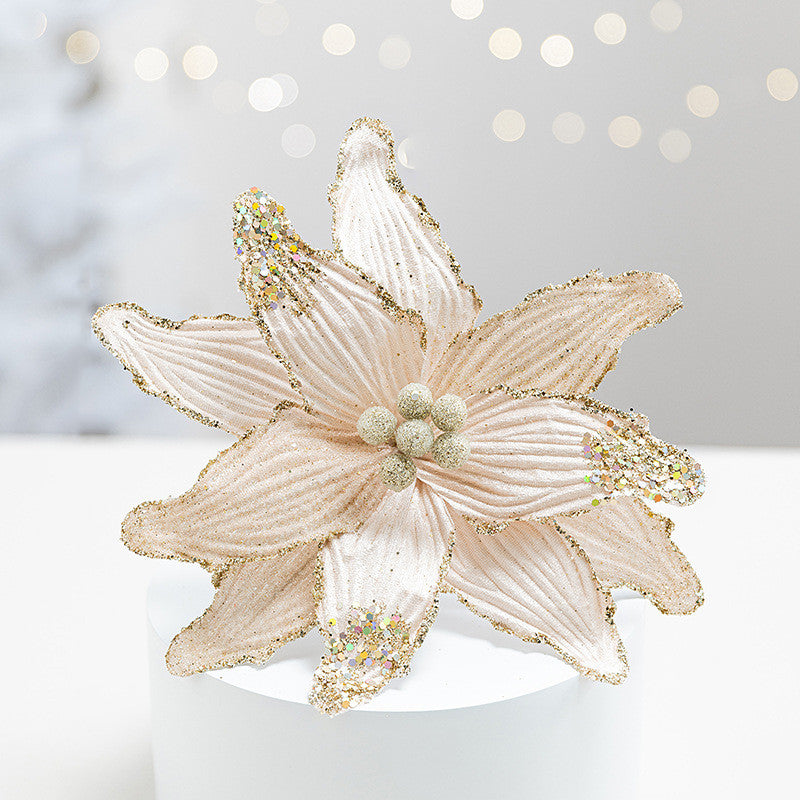 Bulk 10" Christmas Sequin Velvet Christmas Flower for Crafts Christmas Decor Wholesale