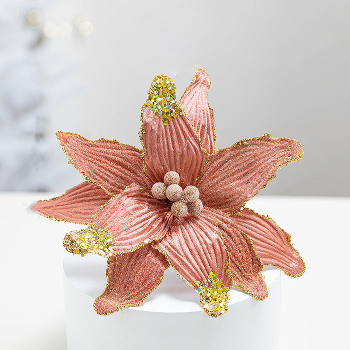 Bulk 10" Christmas Sequin Velvet Christmas Flower for Crafts Christmas Decor Wholesale