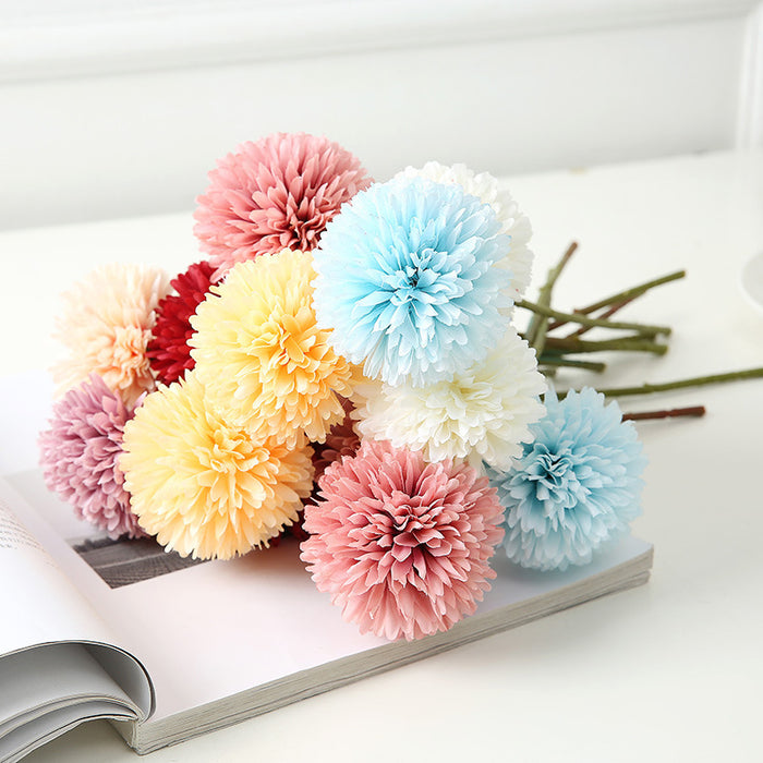 Clearance Bulk 11" Faux Kiku Flowers Ball Chrysanthemum Stems Wholesale