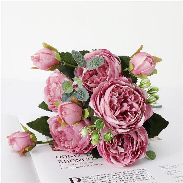 Clearance Peony Bush Stems Bouquet Artificial Silk Peony Wholesale