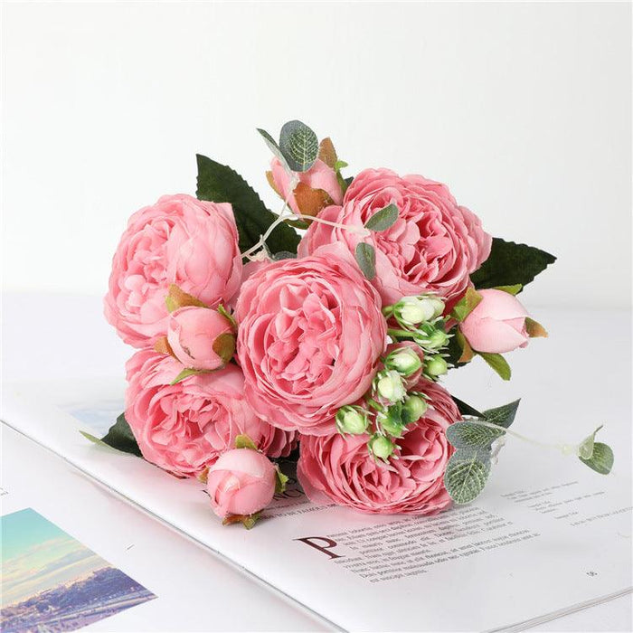 Clearance Peony Bush Stems Bouquet Artificial Silk Peony Wholesale