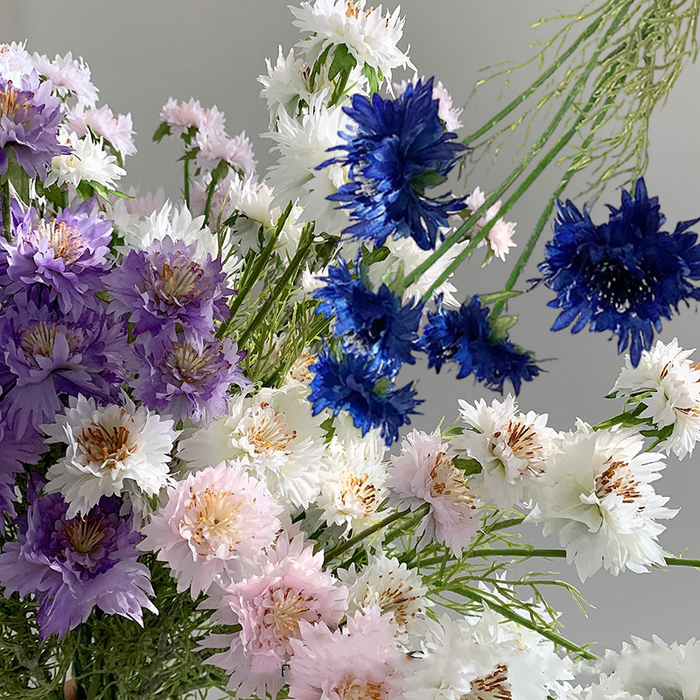 Bulk 22" Cornflower Stems Spray Artificial Silk Flowers Wholesale