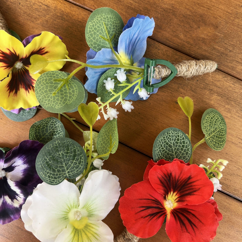 Bulk Pansy Flower Wrist Corsage Wristlet Band Bracelet and Men Boutonniere for Wedding Party Wholesale