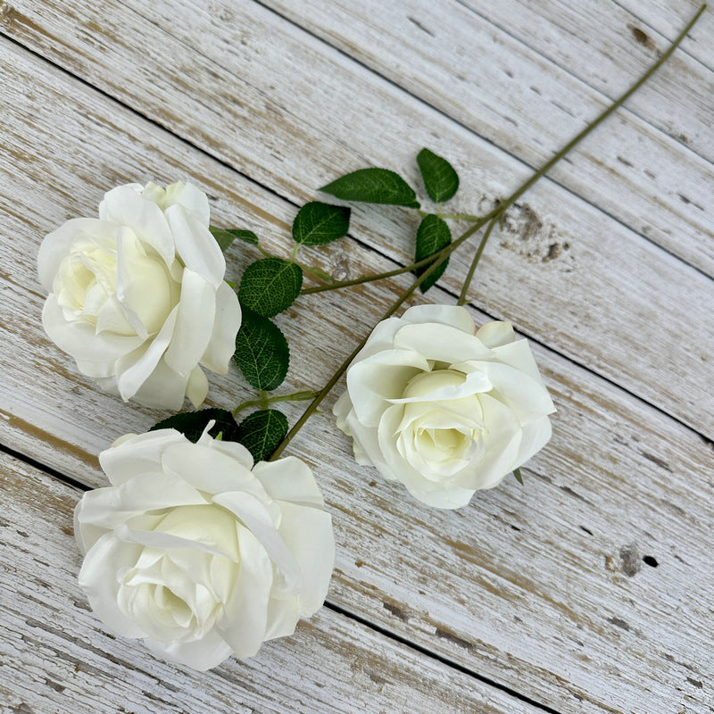 Tiges de gerbe de roses poussiéreuses de la princesse Diana en vrac, fleurs artificielles en soie, vente en gros, 25"