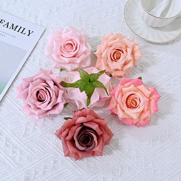 Bulk 6Pcs Curled Rose Heads for Crafts Centerpiece Wedding Party Decoration Bouquet Home Garden Decor Wholesale