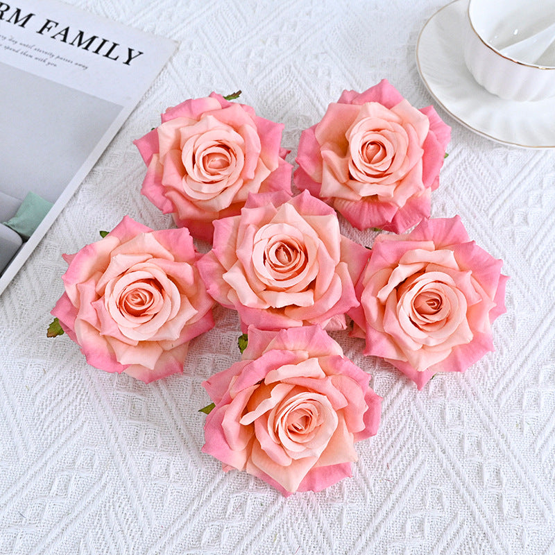 Bulk 6Pcs Curled Rose Heads for Crafts Centerpiece Wedding Party Decoration Bouquet Home Garden Decor Wholesale