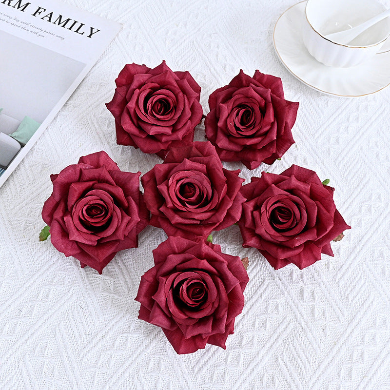 Bulk 6Pcs Curled Rose Heads for Crafts Centerpiece Wedding Party Decoration Bouquet Home Garden Decor Wholesale