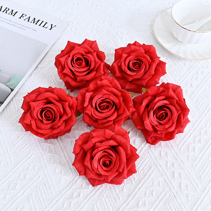Bulk 6Pcs Curled Rose Heads for Crafts Centerpiece Wedding Party Decoration Bouquet Home Garden Decor Wholesale