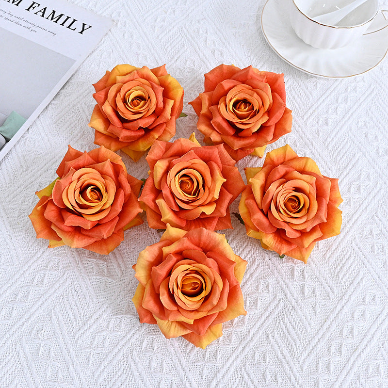 Bulk 6Pcs Curled Rose Heads for Crafts Centerpiece Wedding Party Decoration Bouquet Home Garden Decor Wholesale