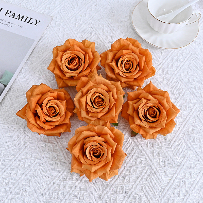 Bulk 6Pcs Curled Rose Heads for Crafts Centerpiece Wedding Party Decoration Bouquet Home Garden Decor Wholesale