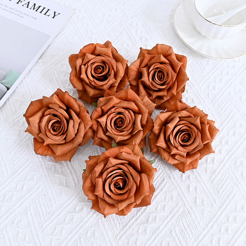 Bulk 6Pcs Curled Rose Heads for Crafts Centerpiece Wedding Party Decoration Bouquet Home Garden Decor Wholesale