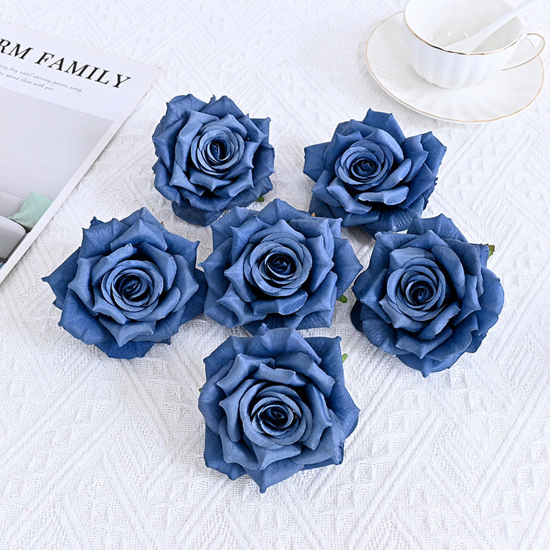 Bulk 6Pcs Curled Rose Heads for Crafts Centerpiece Wedding Party Decoration Bouquet Home Garden Decor Wholesale