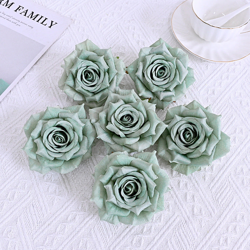 Bulk 6Pcs Curled Rose Heads for Crafts Centerpiece Wedding Party Decoration Bouquet Home Garden Decor Wholesale