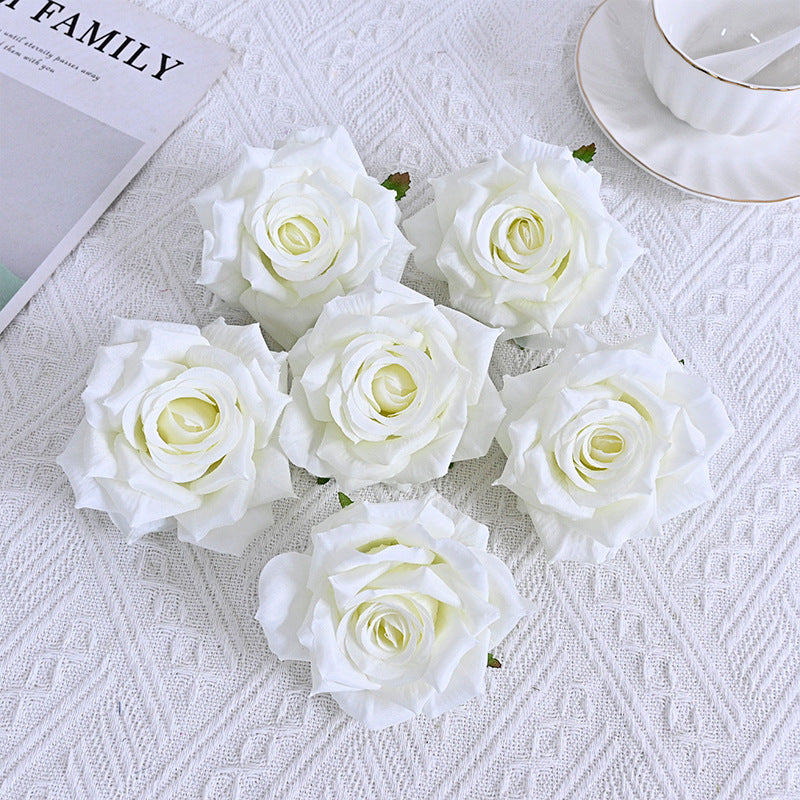 Bulk 6Pcs Curled Rose Heads for Crafts Centerpiece Wedding Party Decoration Bouquet Home Garden Decor Wholesale