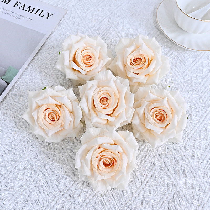 Bulk 6Pcs Curled Rose Heads for Crafts Centerpiece Wedding Party Decoration Bouquet Home Garden Decor Wholesale