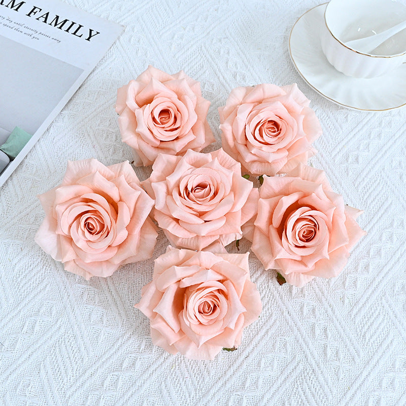 Bulk 6Pcs Curled Rose Heads for Crafts Centerpiece Wedding Party Decoration Bouquet Home Garden Decor Wholesale