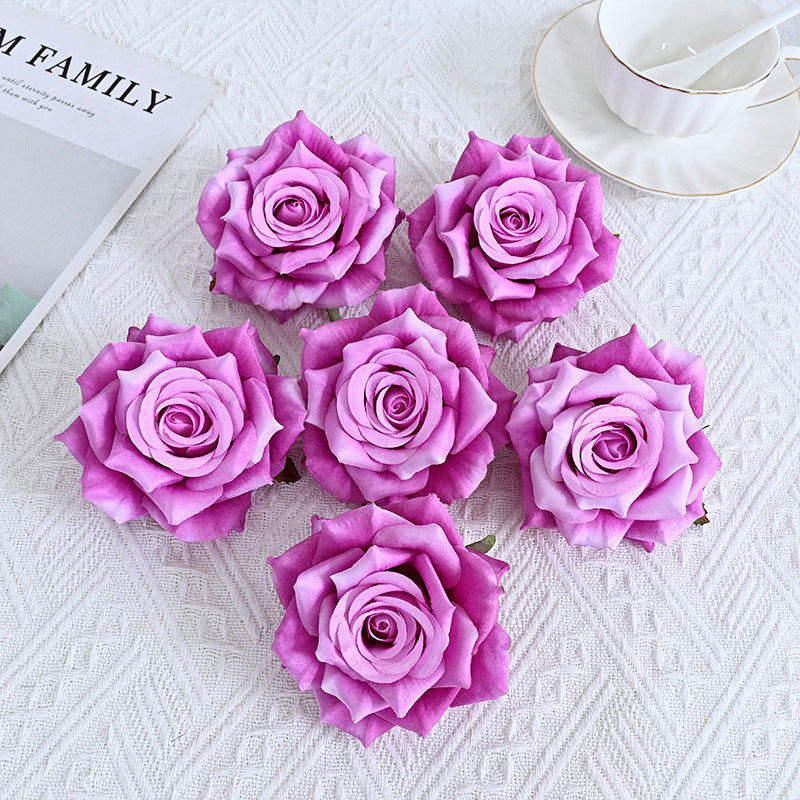 Bulk 6Pcs Curled Rose Heads for Crafts Centerpiece Wedding Party Decoration Bouquet Home Garden Decor Wholesale