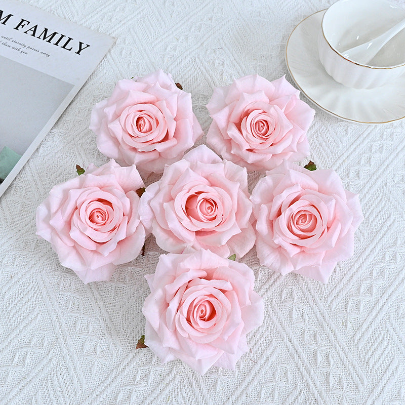 Bulk 6Pcs Curled Rose Heads for Crafts Centerpiece Wedding Party Decoration Bouquet Home Garden Decor Wholesale