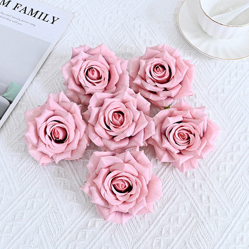Bulk 6Pcs Curled Rose Heads for Crafts Centerpiece Wedding Party Decoration Bouquet Home Garden Decor Wholesale
