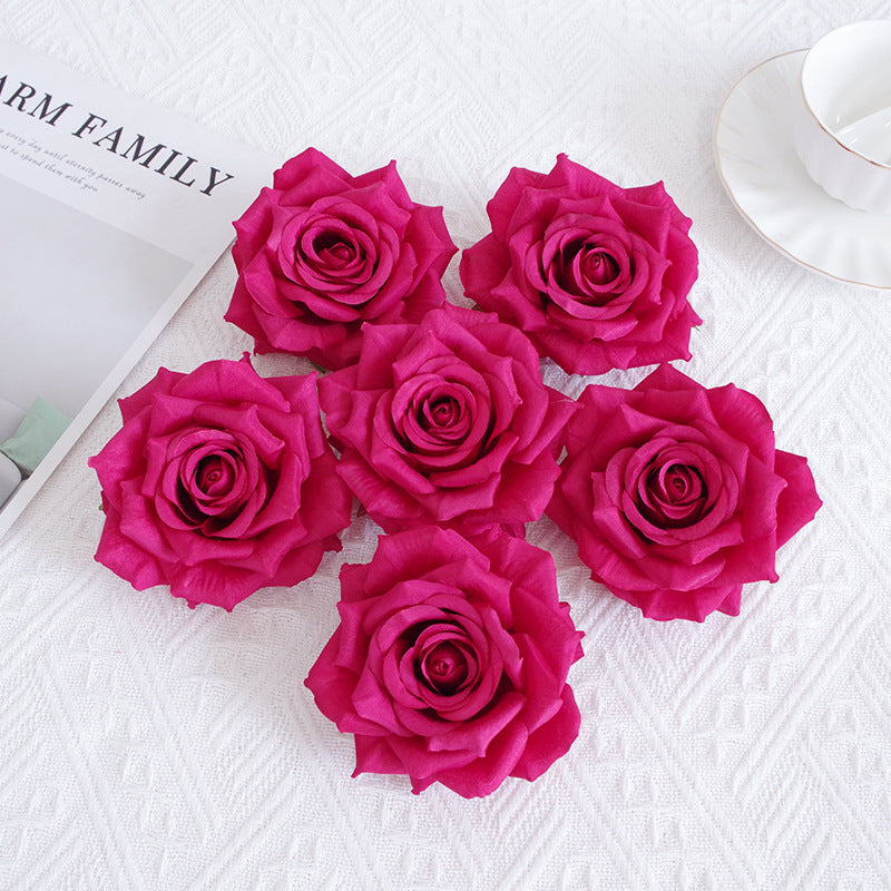 Bulk 6Pcs Curled Rose Heads for Crafts Centerpiece Wedding Party Decoration Bouquet Home Garden Decor Wholesale