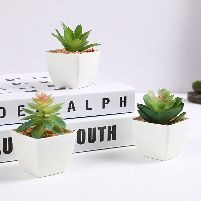 Bulk 3Pcs Cute Artificial Potted Succulent Plants in Vase Mini Succulent Planters Wholesale