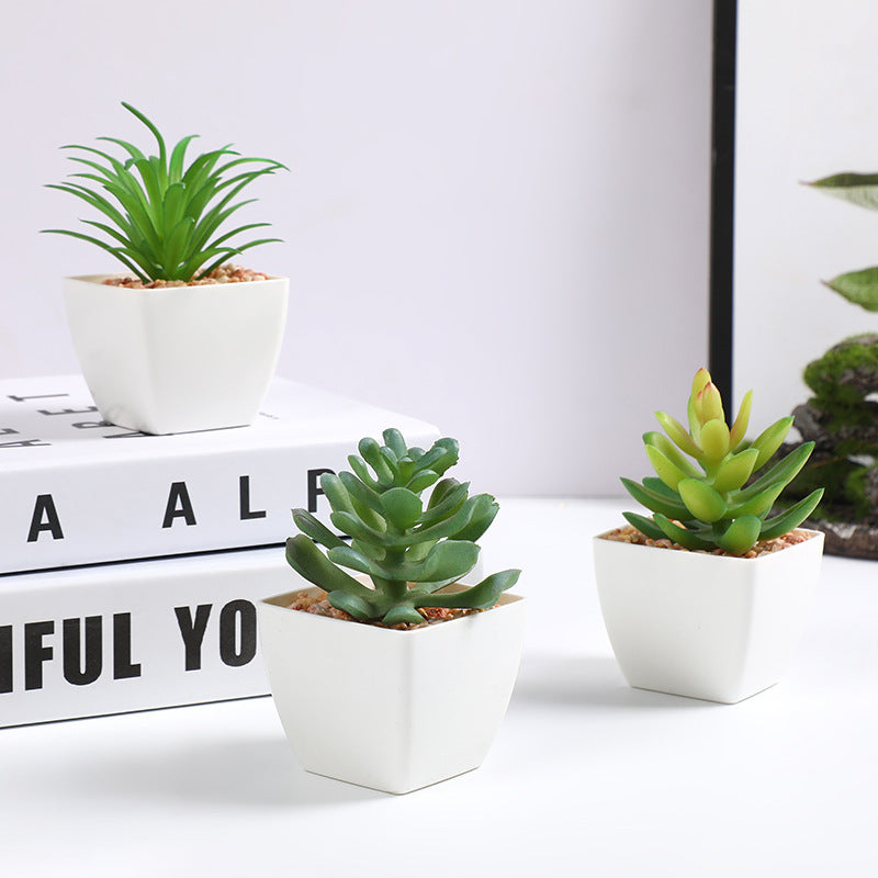 Bulk 3Pcs Cute Artificial Potted Succulent Plants in Vase Mini Succulent Planters Wholesale