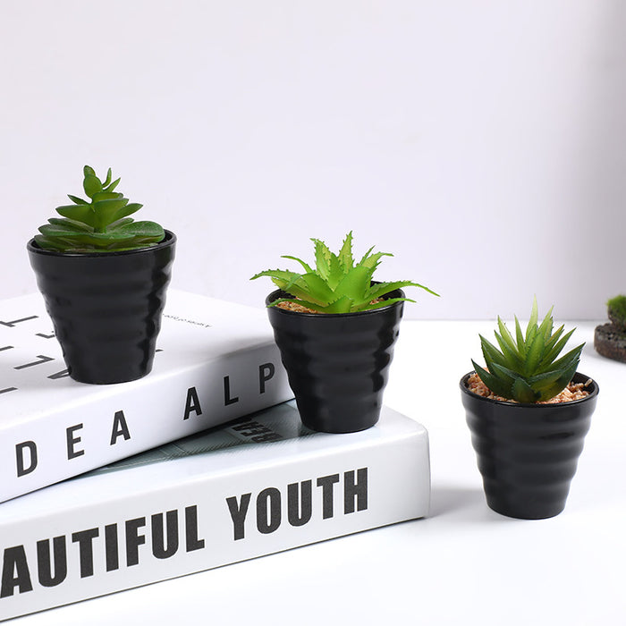 Bulk 3Pcs Cute Artificial Succulent Plants in Vase Mini Succulent Planters Wholesale