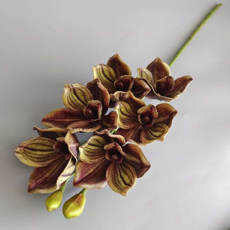 Tiges de cymbidium artificielles en vrac de 26,7 po au toucher réaliste, vente en gros