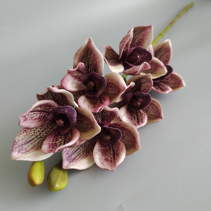 Tiges de cymbidium artificielles en vrac de 26,7 po au toucher réaliste, vente en gros