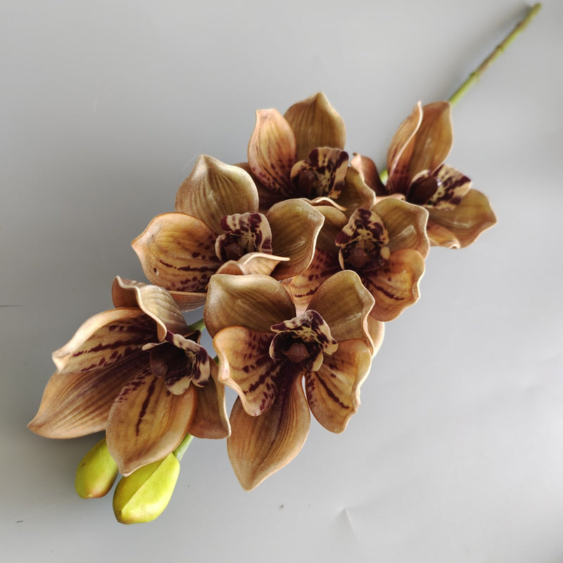 Tiges de cymbidium artificielles en vrac de 26,7 po au toucher réaliste, vente en gros