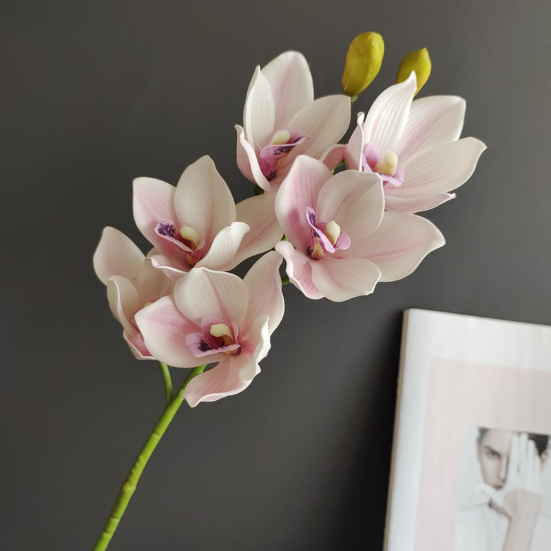 Tiges de cymbidium artificielles en vrac de 26,7 po au toucher réaliste, vente en gros