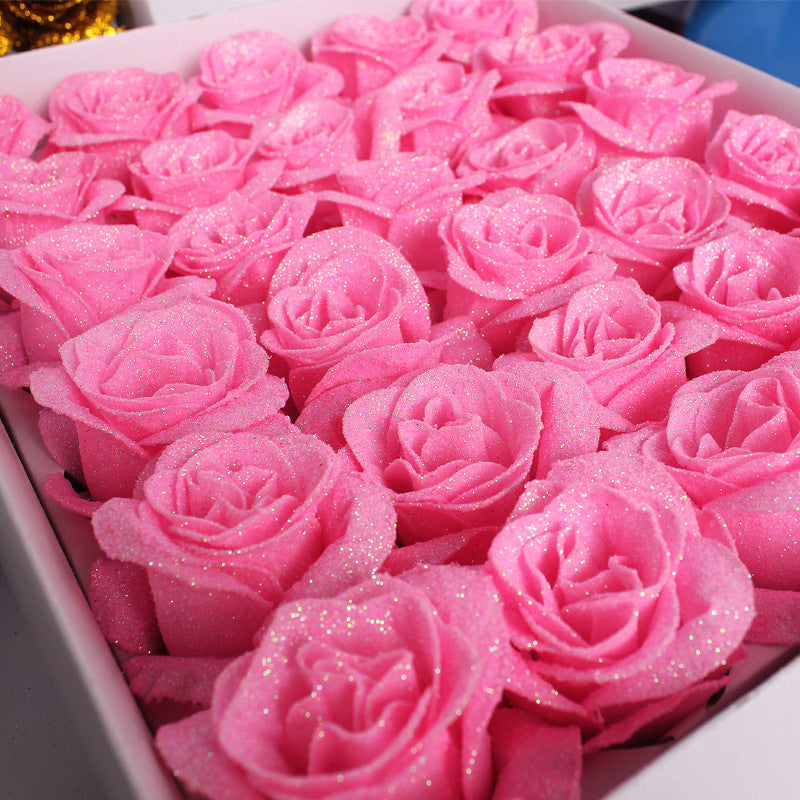 Bulk 50 piezas 2.3 pulgadas Glitter Rose Heads Flower Box con tallos d ...