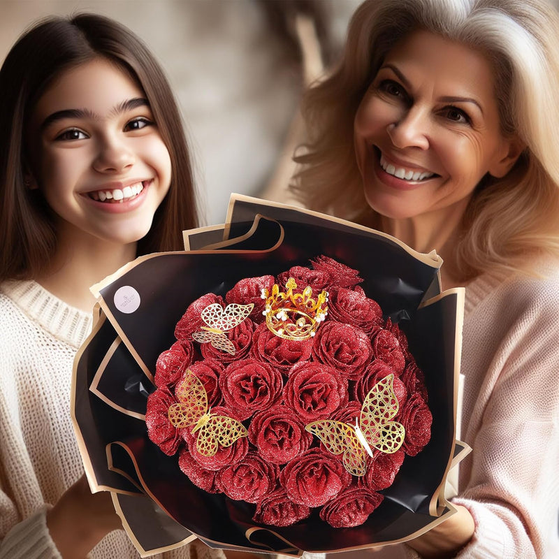 Bulk 30pcs DIY Glitter Roses Bouquet Perfect For Anniversary Weddings Wholesale