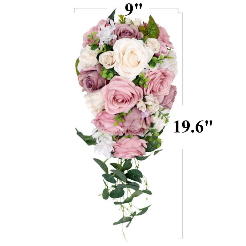 Bulk 9" Cascading Dusty Rose Bridal Bouquet Wedding Bouquets Wholesale