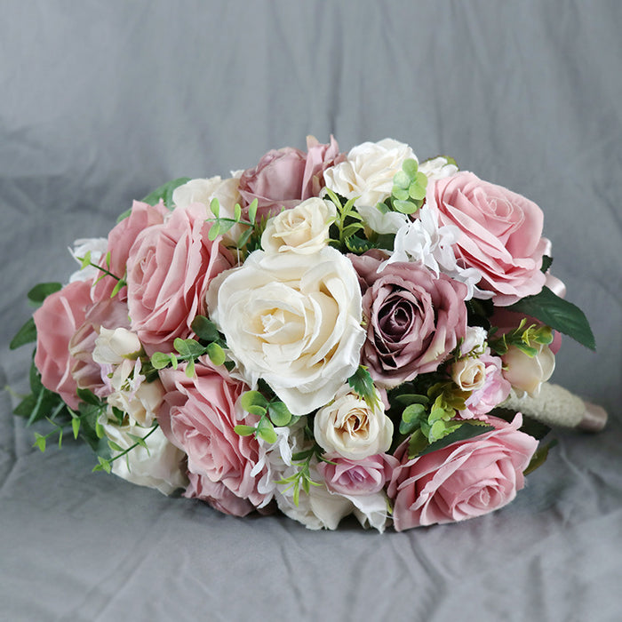 Ramo de novia de rosas polvorientas en cascada a granel Ramos de boda al por mayor 