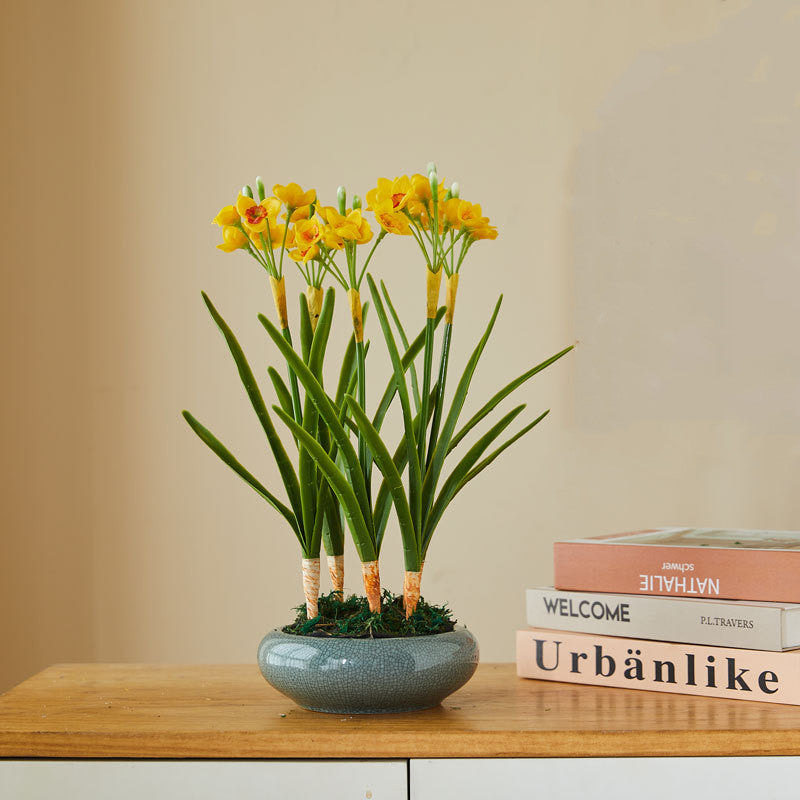 Bulk Daffodil Flowers Stems With Leaves Real Touch Flowers Narsissus Artificial Wholesale